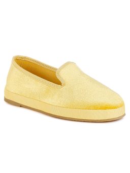 London Rag - Womens Velvet Round Toe Slip-On Loafers Yellow