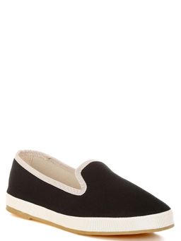 London Rag - Womens Round Toe Canvas Slip-On Loafers Black