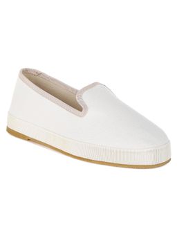 London Rag - Womens Round Toe Canvas Slip-On Loafers Off White