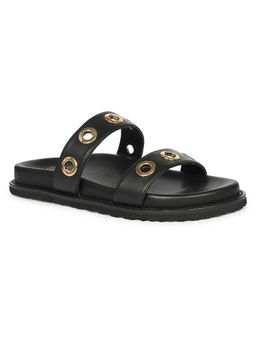 Viviblu - Black Leather Footbed Sandals