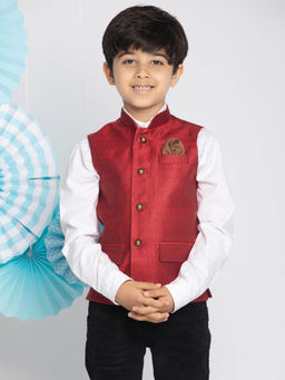 Vastramay - Boys Maroon Nehru Jacket