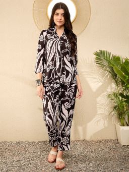 Vaamsi - Women Black Rayon Blend Floral Printed Co-Ord (Set of 2)