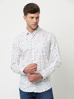 CRIMSOUNE CLUB - Men White Floral Printed Shirt