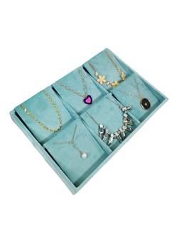 La Trove - Premium Seagreen Velvet 6-Grids Necklace's Storage, Organizer & Display Tray