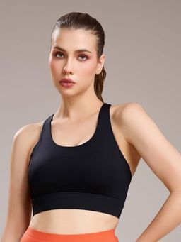 SOIE - Black Full Coverage Non-Wired Seamless Padded Sports Bra