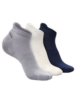 Heelium - Bamboo Ankle Socks-FreeSize UK7-11,3 Pairs,LGrey,White,NBlue,Anti dour (Pack of 3)