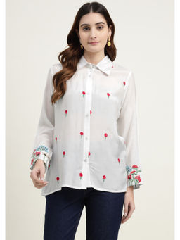 Zari Jaipur - Women Red Embroidered Shirt