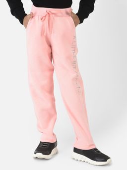 CRIMSOUNE CLUB - Girls Baby Pink Track Pants With Typographic Detailing