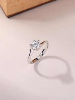 Ornate Jewels - 925 Silver 2 Carat American Diamond Solitaire Ring For Women & Girls