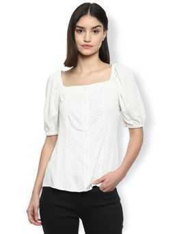 Van Heusen - White Square Neck Printed Top