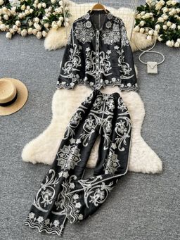 MISS MOSA BY AKANKSHA - Women Black Cotton Embroidered Relaxed Fit Co-Ord Set