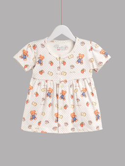 HELLCAT - Beige 100% Cotton Baby Frock Dress for Girls