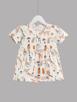 HELLCAT - Brown 100% Cotton Baby Frock Dress for Girls