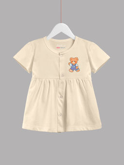 HELLCAT - Beige 100% Cotton Baby Frock Dress for Girls