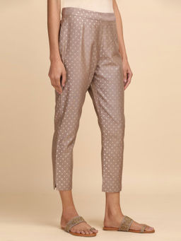 Folksong - All Over Buti Light Purple Jacquard Slim Pants