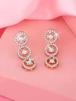 Estele - Rose Gold Plated CZ Rotating Glitter Earrings for Women