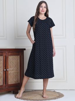 Secret Wish - Women Black Printed Nighty