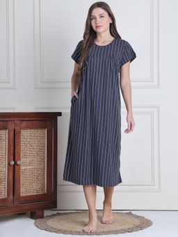 Secret Wish - Women Grey Stripes Nighty