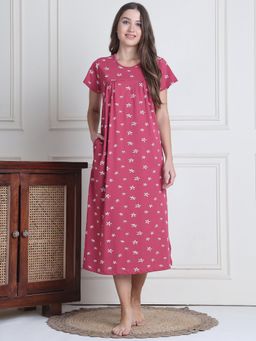 Secret Wish - Women Pink Printed Nighty