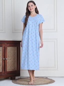 Secret Wish - Women Blue Printed Nighty