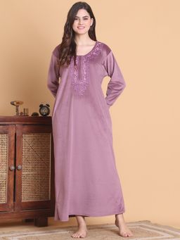 Secret Wish - Women Pink Embroidered Nighty