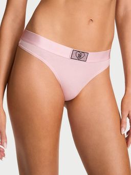 Victoria's Secret - Pink Logo Cotton Heart Shine Patch Thong Panty