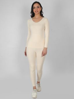 BRACHY - Women Fur Fleece Beige T-Shirt with Leggings