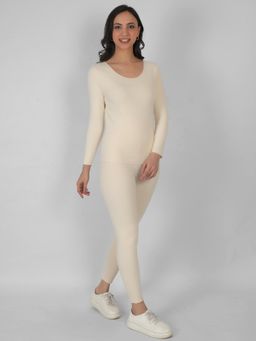 BRACHY - Women Beige Warm Winter T-Shirt with Leggings