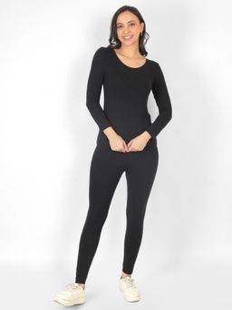 BRACHY - Women Black Warm Winter T-Shirt with Leggings