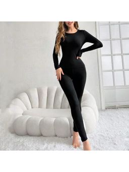 BRACHY - Women Black Warm Winter T-Shirt with Leggings