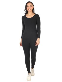 BRACHY - Women Fur Fleece Black T-Shirt with Leggings