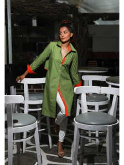 Echke - Green Cotton Shirt Dress