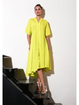 Echke - Yellow Crepe A-Line Dress