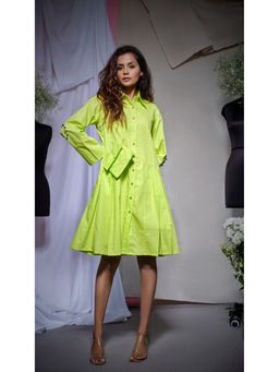 Echke - Green Cotton Shirt Dress