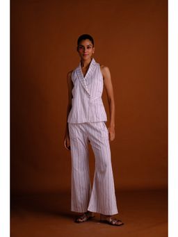 BUDUN - Stella White Striped Vest and Pant