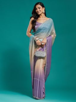 Kasee - Multicolour Ombre Silk Blend Saree with Unstitched Blouse
