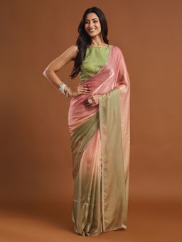 Kasee - Multicolour Ombre Silk Blend Saree with Unstitched Blouse