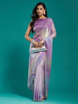 Kasee - Multi-Color Ombre Silk Blend Saree with Unstitched Blouse