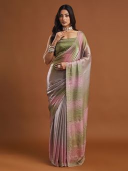 Kasee - Multi-Color Ombre Silk Blend Saree with Unstitched Blouse