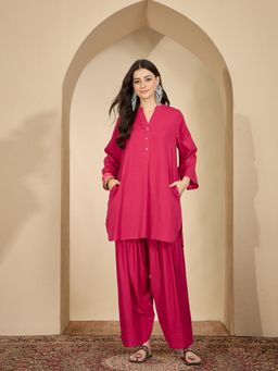 InWeave - Pink Button Patti Salwar Co-Ord Set