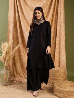 InWeave - Black Long Full Sleeve Kurta with Palazzo