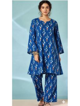 InWeave - Blue Kantha Ikat Long Sleeve Co-Ord Set