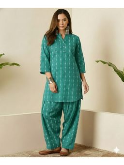 InWeave - Sea Green Kantha Kurta with Pant