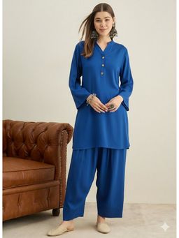 InWeave - Ink Blue Solid Kurta with Salwar