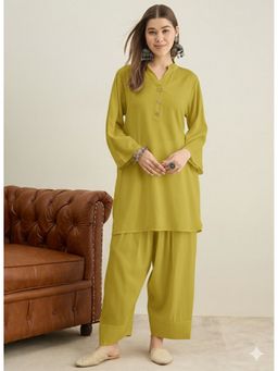 InWeave - Lemon Yellow Solid Kurta with Salwar