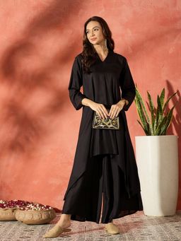 InWeave - Black Mandarin Neck Co-Ord Set