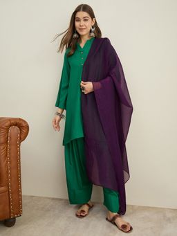 InWeave - Forest Green Kurta with Salwar and Dupatta