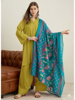 InWeave - Lemon Green Kurta with Salwar and Dupatta