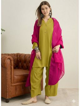 InWeave - Lemon Green Kurta with Salwar and Dupatta