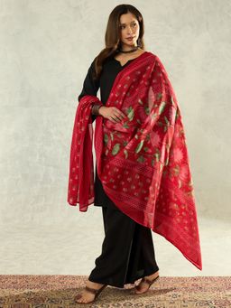 InWeave - Black Long Sleeve Kurta with Palazzo and Dupatta